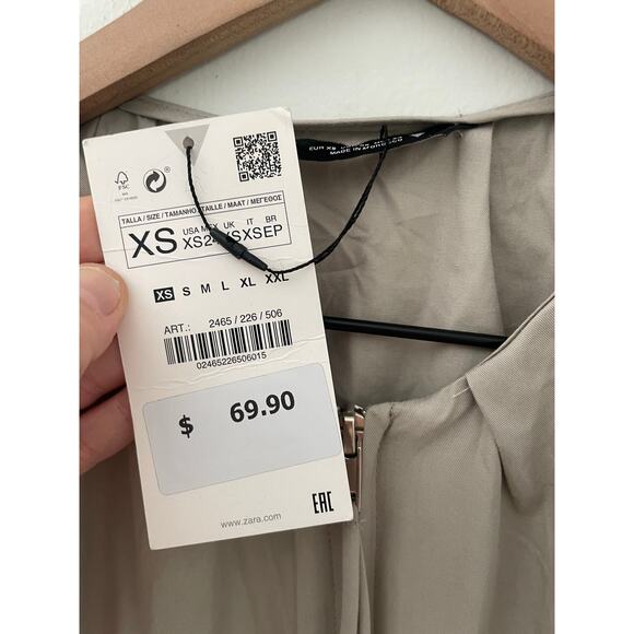 NWT Zara Voluminous Jumpsuit XS Khaki Beige Zip Flight Suit Utility Minimalist - Picture 12 of 12